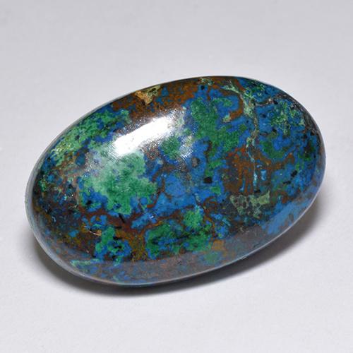 19.68カラットの天然マルチカラークリソコラ（23.2×14.7 mm・オーバルカット）