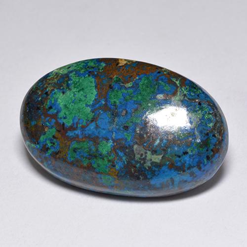 19.68カラットの天然マルチカラークリソコラ（23.2×14.7 mm・オーバルカット）