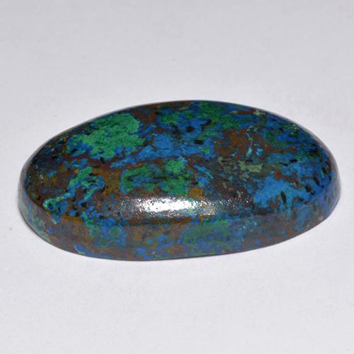 19.68カラットの天然マルチカラークリソコラ（23.2×14.7 mm・オーバルカット）
