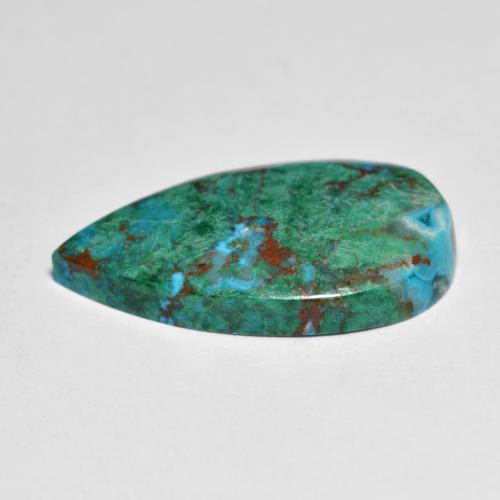 7.49カラットの天然マルチカラークリソコラ（20.5×12 mm・洋梨の形）