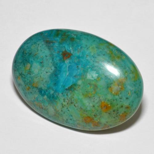 16.82カラットの天然マルチカラークリソコラ（26.7×18 mm・オーバルカット）