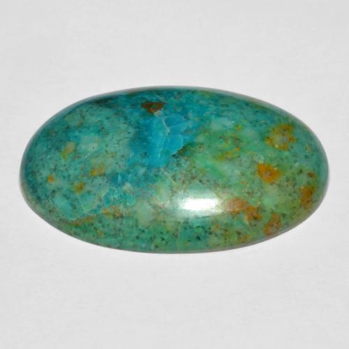 16.82カラットの天然マルチカラークリソコラ（26.7×18 mm・オーバルカット）