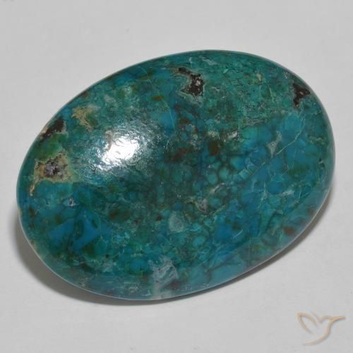 29.35カラットの天然マルチカラークリソコラ（30.9×21.6 mm・オーバルカット）