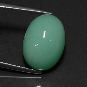 14.08カラットの天然グリーンクリソプレーズ（18.1×13 mm・オーバルカット）