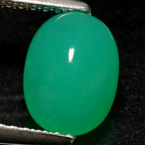 1.69カラットの天然グリーンクリソプレーズ（8.6×6.5 mm・透明）