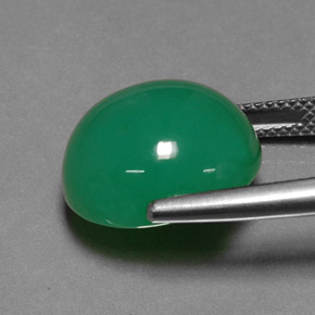 12.49カラットの天然グリーンクリソプレーズ、オーバルカット、半透明