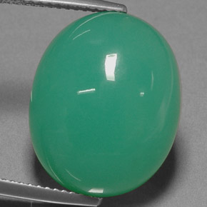 22.23カラットの天然グリーンクリソプレーズ（18.2×14.8 mm・オーバルカット）