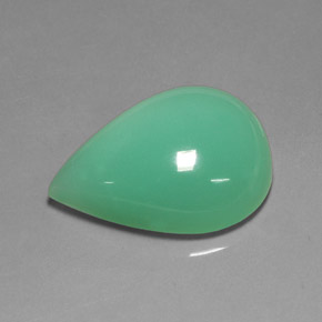 21.89カラットの天然グリーンクリソプレーズ（24.1×17.5 mm・洋梨の形）