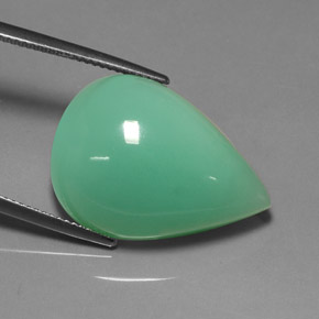 21.89カラットの天然グリーンクリソプレーズ（24.1×17.5 mm・洋梨の形）