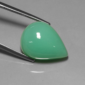 17.50カラットの天然グリーンクリソプレーズ（20.1×15.1 mm・洋梨の形）