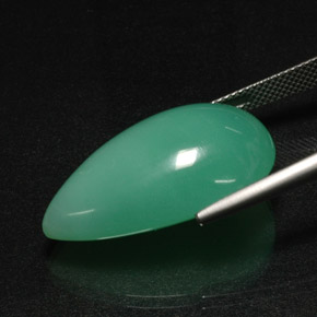 29.44カラットの天然グリーンクリソプレーズ、洋梨の形、半透明