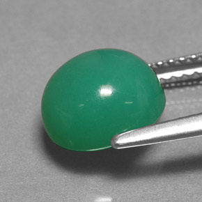 3.24カラットの天然グリーンクリソプレーズ（9×8.1 mm・オーバルカット）