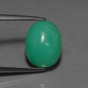 4.05カラットの天然グリーンクリソプレーズ（11.3×8.6 mm・オーバルカット）