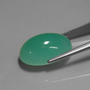 16.67カラットの天然グリーンクリソプレーズ（19.1×12.4 mm・透明）