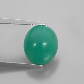 4.38カラットの天然グリーンクリソプレーズ（11.4×9.8 mm・オーバルカット）