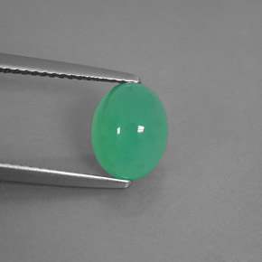2.13カラットの天然グリーンクリソプレーズ（9×7 mm・透明）