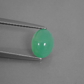 1.42カラットの天然グリーンクリソプレーズ（8.3×6.2 mm・透明）