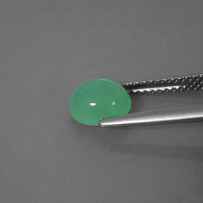 1.55カラットの天然グリーンクリソプレーズ（7.4×6.8 mm・透明）