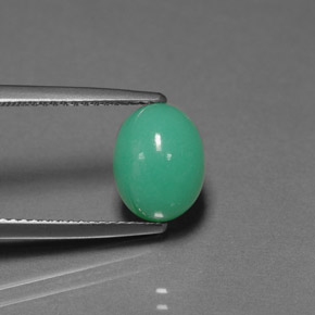 3.04カラットの天然グリーンクリソプレーズ（9.9×7.7 mm・透明）