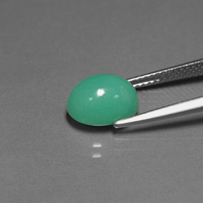 3.04カラットの天然グリーンクリソプレーズ（9.9×7.7 mm・透明）