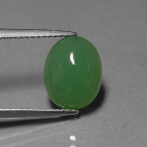 3.42カラットの天然グリーンクリソプレーズ（10.8×8.5 mm・透明）