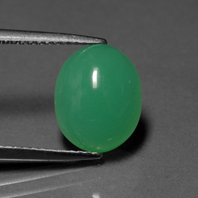 4.22カラットの天然グリーンクリソプレーズ（11.2×9.1 mm・透明）