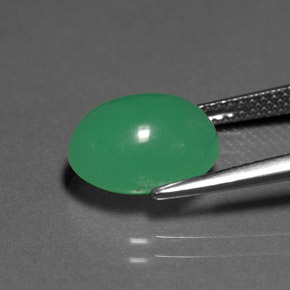 4.22カラットの天然グリーンクリソプレーズ（11.2×9.1 mm・透明）