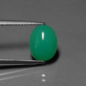2.49カラットの天然グリーンクリソプレーズ（10.2×8 mm・透明）