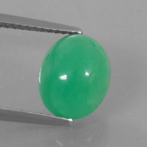 3.45カラットの天然グリーンクリソプレーズ（9.9×8.1 mm・オーバルカット）