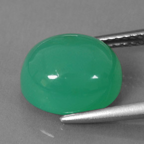 5.35カラットの天然グリーンクリソプレーズ（11.1×9.7 mm・オーバルカット）
