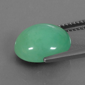 6.16カラットの天然グリーンクリソプレーズ（12.7×11.4 mm・オーバルカット）