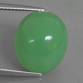 9.75カラットの天然グリーンクリソプレーズ（14.2×12.2 mm・透明）