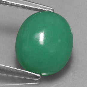 3.14カラットの天然グリーンクリソプレーズ（9.9×8.6 mm・オーバルカット）