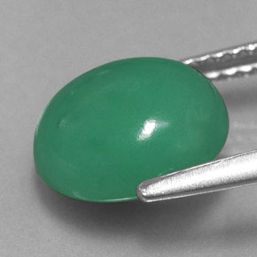 3.14カラットの天然グリーンクリソプレーズ（9.9×8.6 mm・オーバルカット）