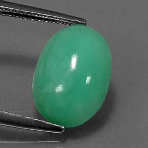 4.43カラットの天然グリーンクリソプレーズ（12.7×8.8 mm・オーバルカット）