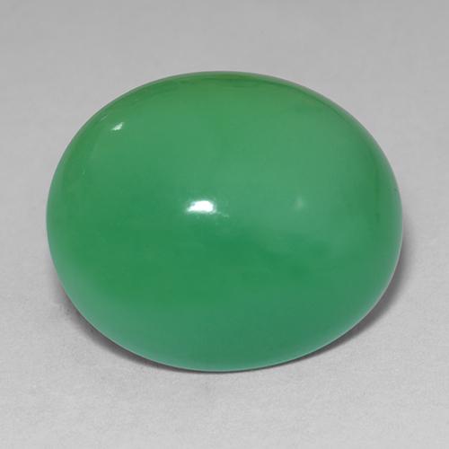 11.12カラットの天然ミディアムグリーンクリソプレーズ（15.8×13.3 mm・オーバルカット）