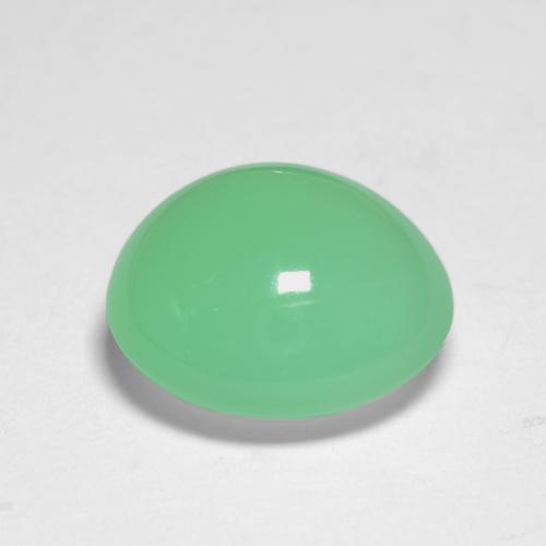 6.91カラットの天然薄いシャムロックグリーンクリソプレーズ（12.2×11.5 mm・オーバルカット）