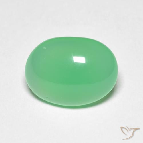 3.71ct 天然 ライトグリーン クリソプレーズ, 楕円形, 半透明