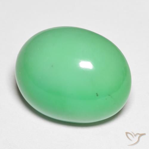 15.90カラットの天然薄いシャムロックグリーンクリソプレーズ（17.8×14.4 mm・オーバルカット）