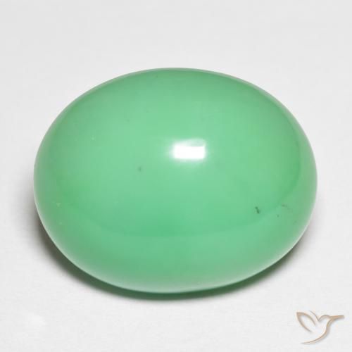 15.90カラットの天然薄いシャムロックグリーンクリソプレーズ（17.8×14.4 mm・オーバルカット）
