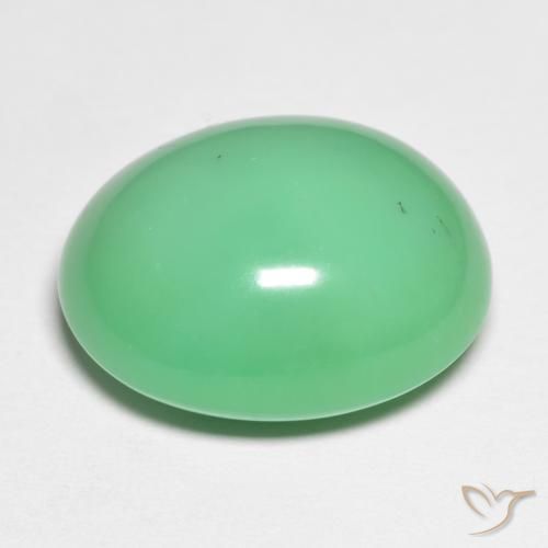 15.90カラットの天然薄いシャムロックグリーンクリソプレーズ（17.8×14.4 mm・オーバルカット）