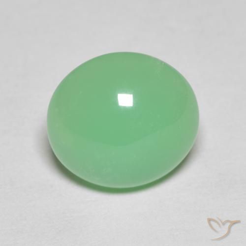 3.59ct 天然 ライトグリーン クリソプレーズ, 楕円形, オペーク