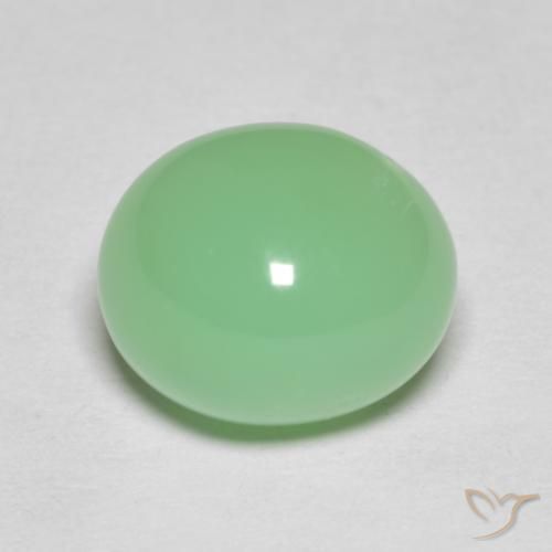 4.85カラットの天然薄いシャムロックグリーンクリソプレーズ（11.1×9.5 mm・オーバルカット）