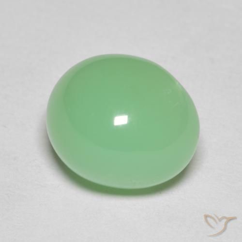 4.85カラットの天然薄いシャムロックグリーンクリソプレーズ（11.1×9.5 mm・オーバルカット）