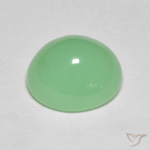 4.85カラットの天然薄いシャムロックグリーンクリソプレーズ（11.1×9.5 mm・オーバルカット）