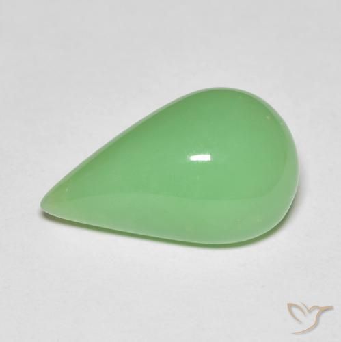 6.89カラットの天然イエローグリーンクリソプレーズ（17×10.3 mm・洋梨の形）