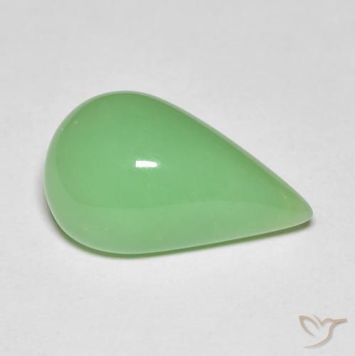 6.89カラットの天然イエローグリーンクリソプレーズ（17×10.3 mm・洋梨の形）