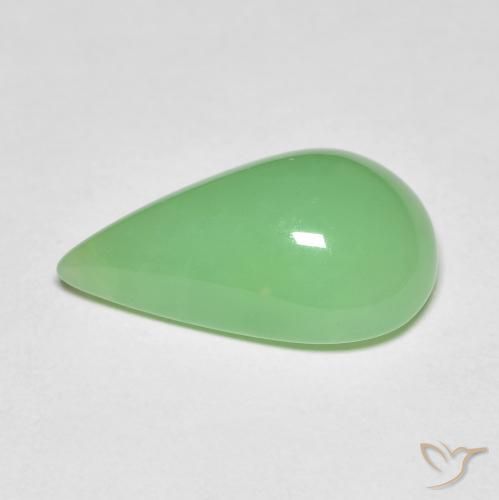 6.89カラットの天然イエローグリーンクリソプレーズ（17×10.3 mm・洋梨の形）