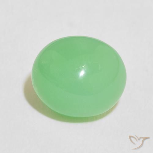 4.19ct 天然 薄いシャムロックグリーン クリソプレーズ, 楕円形, 半透明