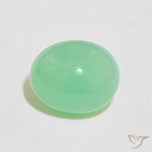 3.60ct 天然 薄い黄がかった緑 クリソプレーズ, 楕円形, オペーク